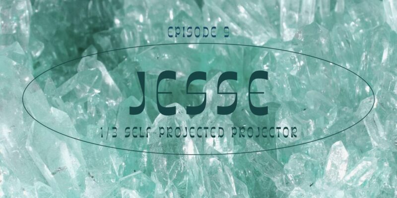 Human Design Projectors Society Podcast Episode 9 Jesse 1/3 Self-Projected Projector on a background of a green crystal